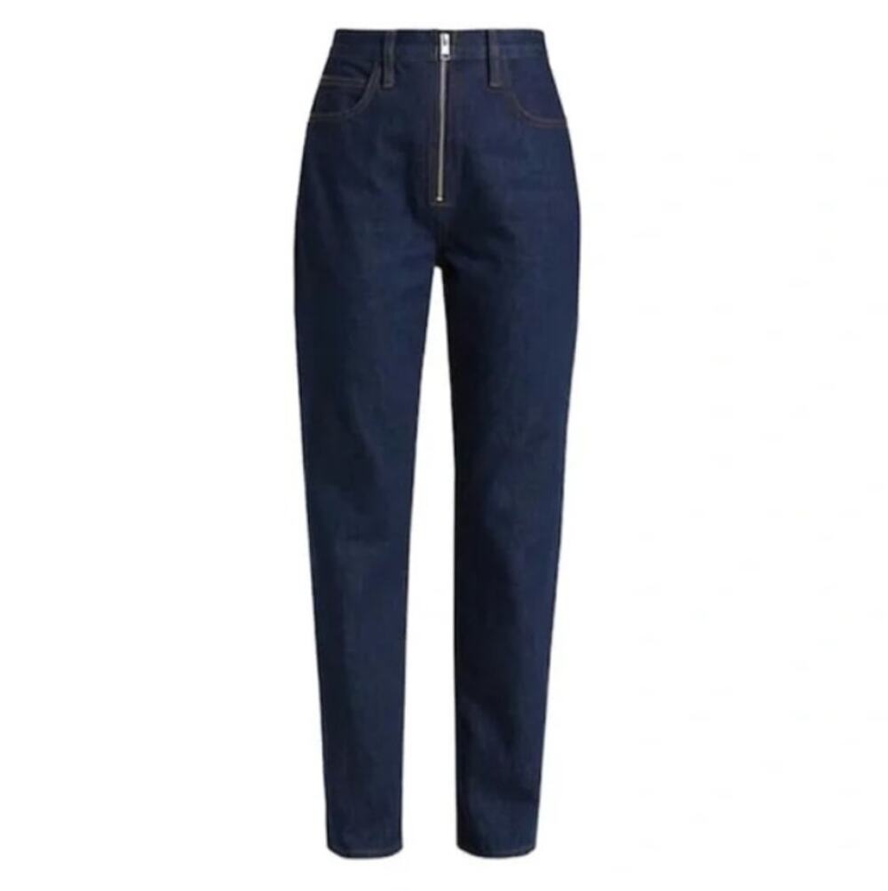 FRAME dark wash Le High N Tight tapered straight leg 100% cotton denim jeans